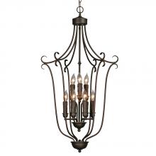  6427-9 RBZ - Multi-Family 2 Tier - 9 Light Caged Foyer in Rubbed Bronze with Drip Candlesticks